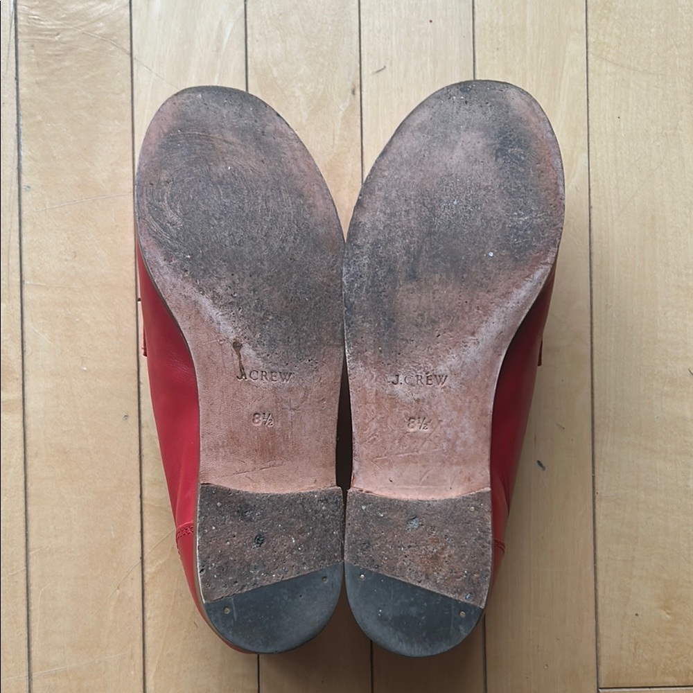 J. Crew Red Penny Loafers Flats in leather - Picture 4 of 8